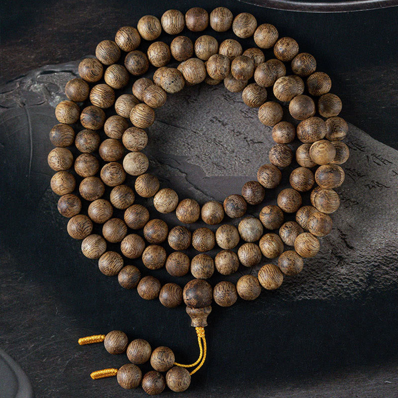 Karma Stone 108 Pearl Nanbai Agarwood Wood Rosary Bracelet