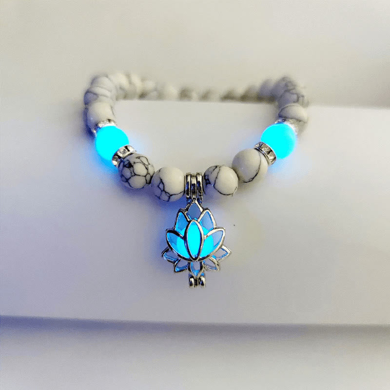 Karma Stone Tibetan Turquoise Glowstone Luminous Bead Lotus Protection Bracelet