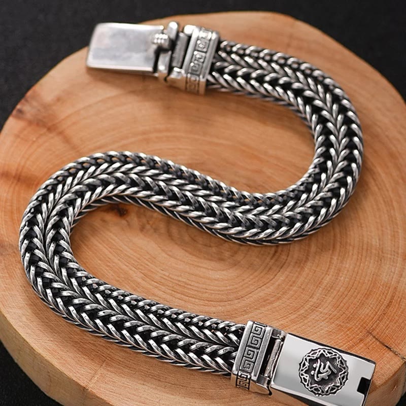 Karma Stone Om Mani Padme Hum Purity Peace Braid Style Mens Buddha Bracelet