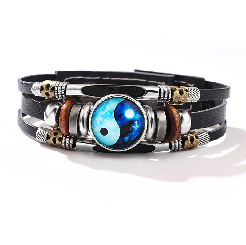 Karma Stone Yin Yang Leather Balance Bracelet