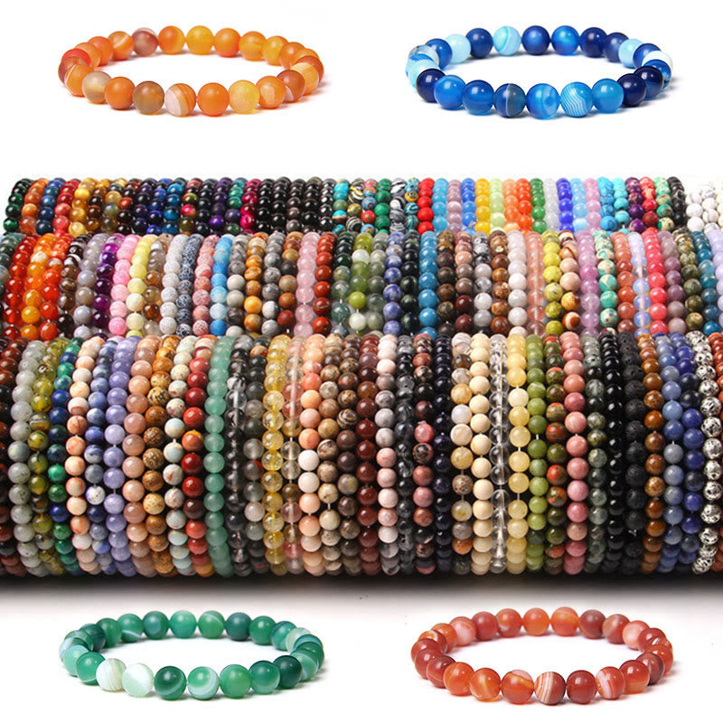 Karma Stone Natural Agate Stone Crystal Balance Beaded Bracelet