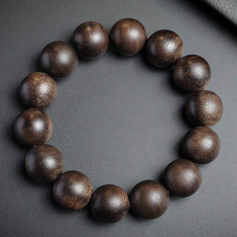 Karma Stone 108-Bead Wooden Rosary Bracelet Agarwood Peace & Strength Calming Bracelet