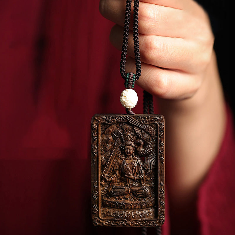 Karma Stone Chinese Zodiac Natal Buddha Brunei Agarwood PiXiu Dragon Peace Necklace Pendant