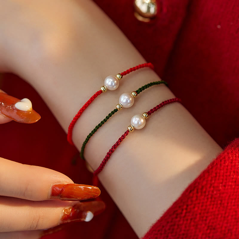 Karma Stone Natural Pearl Bead Luck Braid String Bracelet