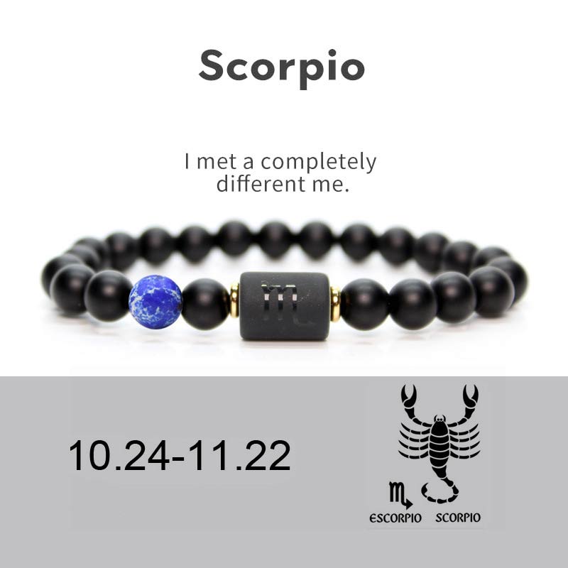 Karma Stone 12  Constellations of the Zodiac Black Onyx Adjustable Bracelet