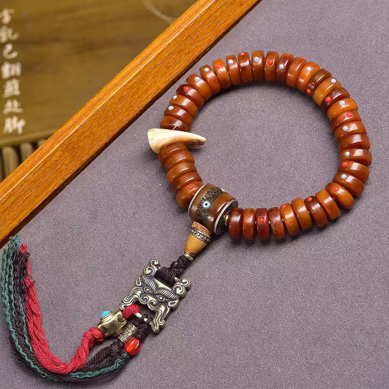 Karma Stone Guardian Energy Tibetan Yak Bone Bracelet—Handcrafted Spiritual Energy Beads