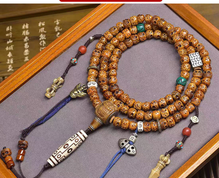 Karma Stone 108 Tibetan Yak Bone Bracelet Handmade Amulet Holy Guardian