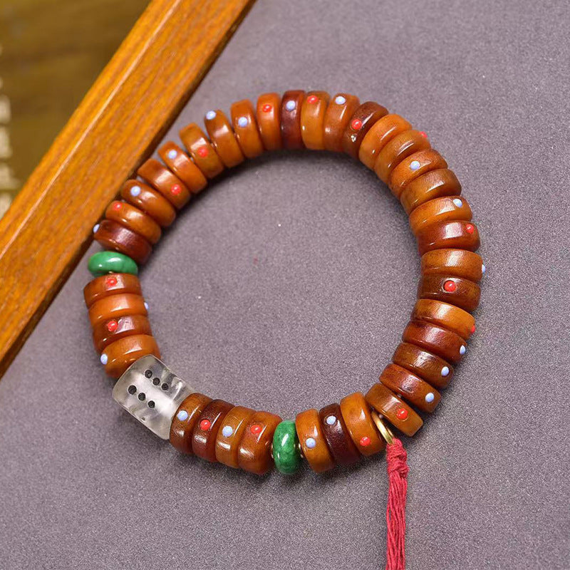 Karma Stone Guardian Energy Tibetan Yak Bone Bracelet—Handcrafted Spiritual Energy Beads