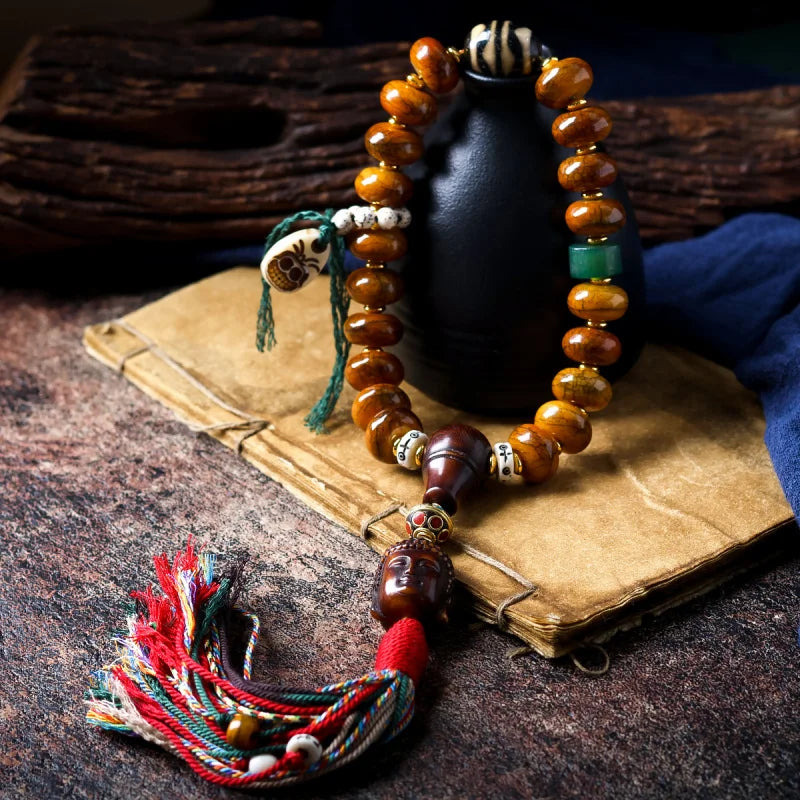 Karma Stone Tibetan Yak Bone Bracelet Abacus Bead Tibetan Bracelet