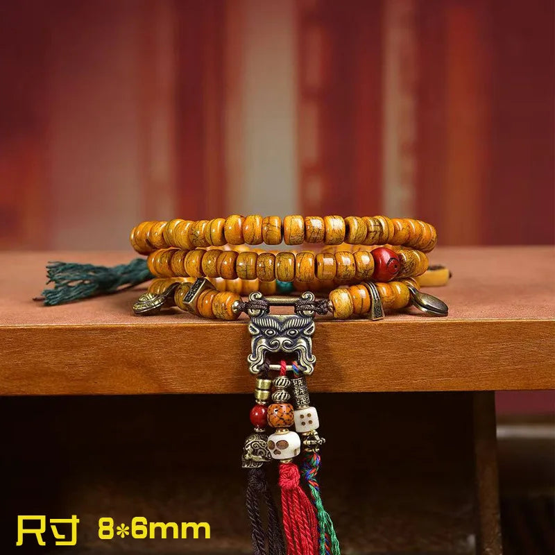 Karma Stone 108 beads Tibetan yak bone bracelet necklace