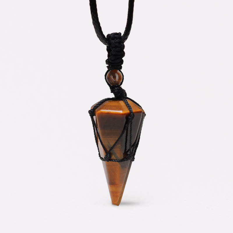 Karma Stone Natural Stone Pointed Pendant Necklace