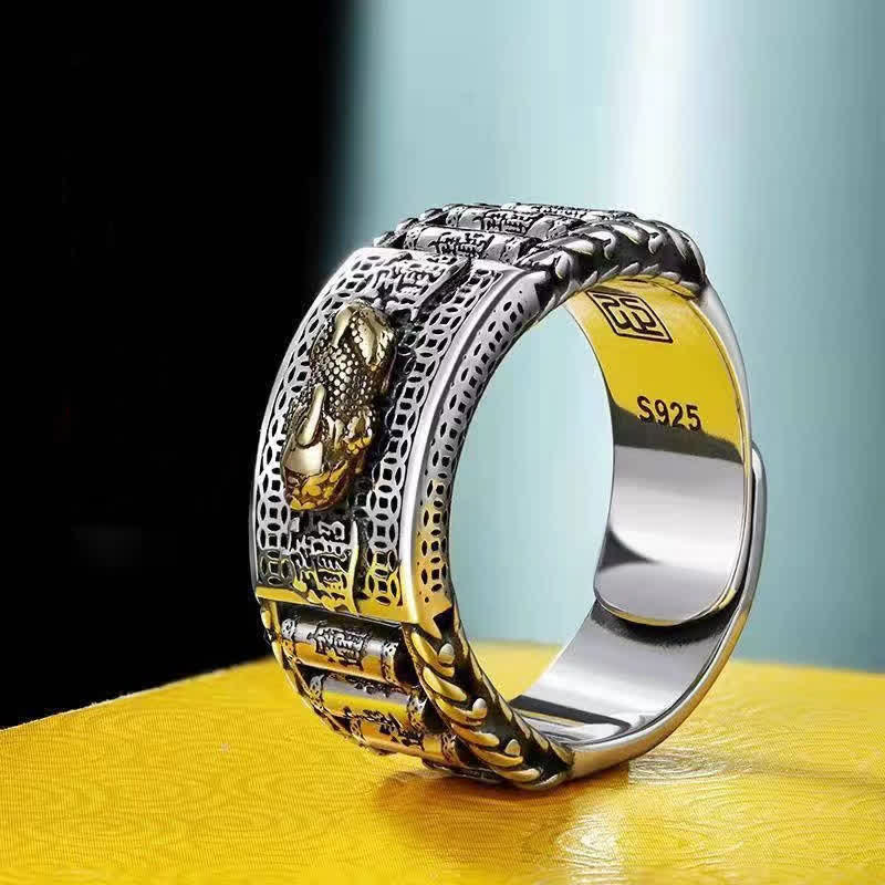 Karma Stone Lucky FengShui PiXiu Wealth Prayer Wheels Couple Ring