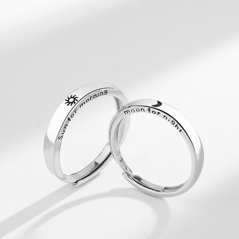 Karma Stone 925 Sterling Silver Sun Moon Protection Adjustable Couple Ring