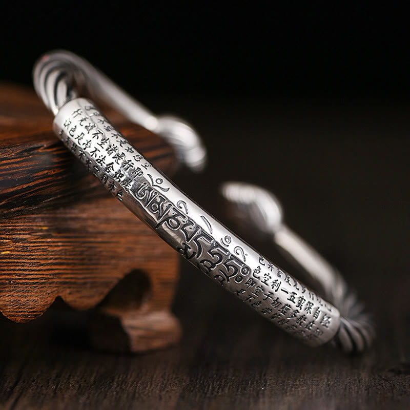 Karma Stone Om Mani Padme Hum Heart Sutra Purity Cuff Tibetan Bracelet