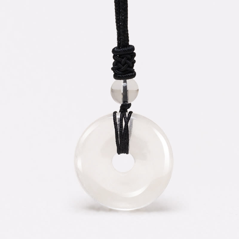 Karma Stone Lucky Coin Pendant Healing Crystal Gemstone Necklace