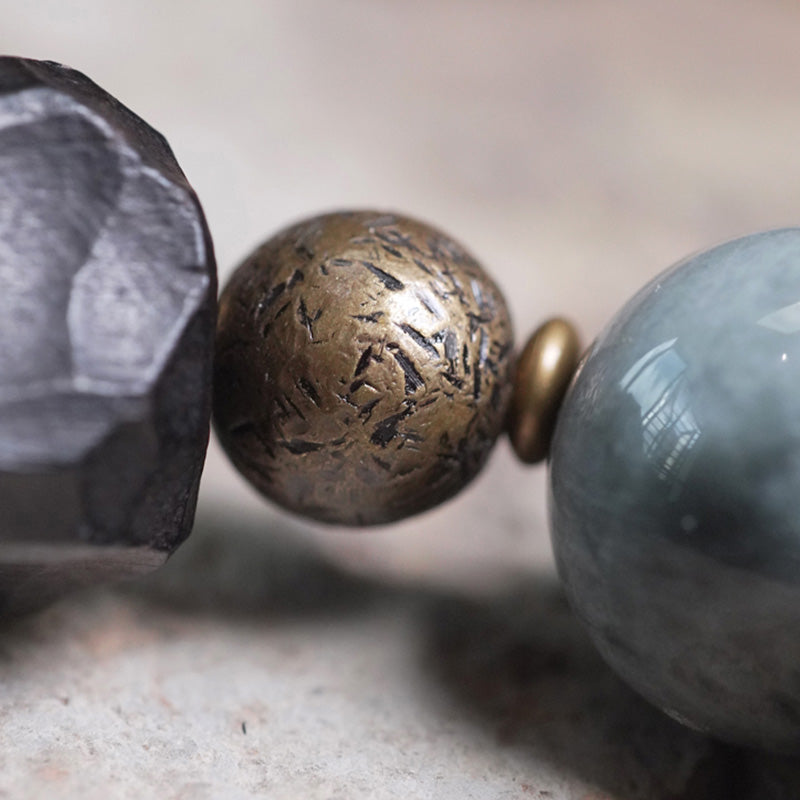 Karma Stone Eagle's Eye Stone Ebony Wood Copper Confidence Couple Bracelet
