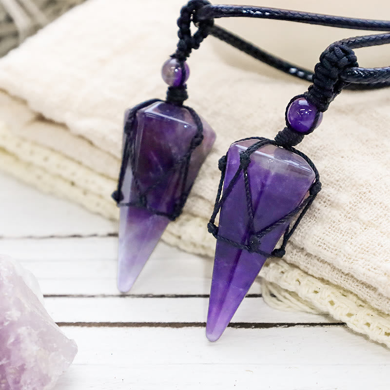 Karma Stone Natural Stone Pointed Pendant Necklace