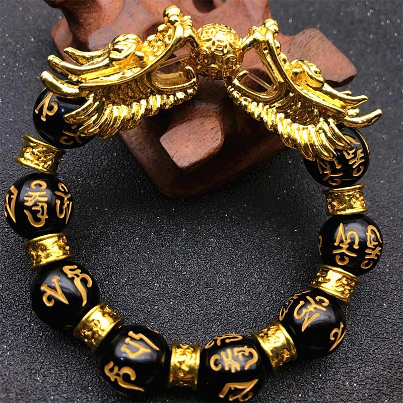 Karma Stone Double Dragon Wealth Protection Bracelet