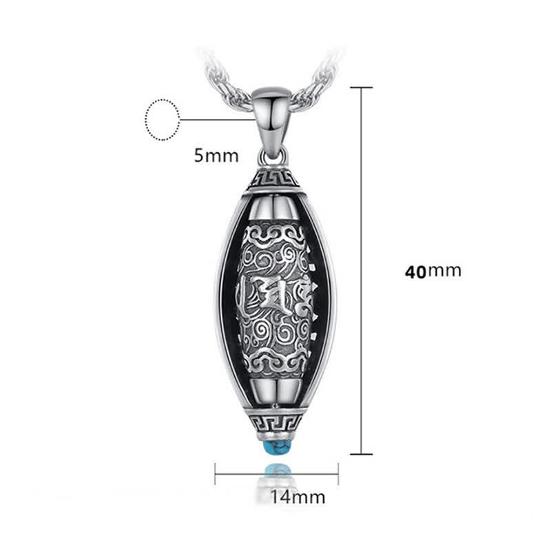 Karma Stone Tibet Om Mani Padme Hum Protection Necklace Rotatable Pendant