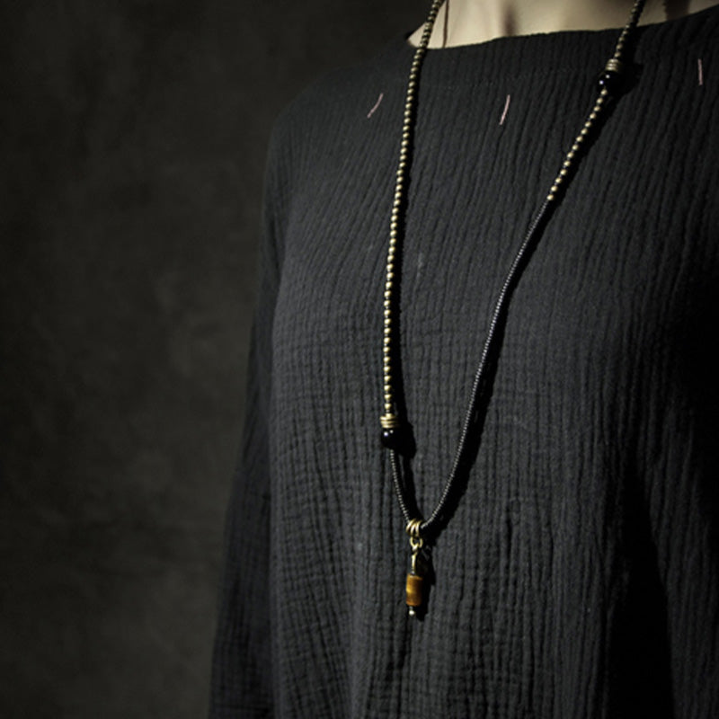 Karma Stone Ebony Wood Dzi Bead Copper Peace Couple Bracelet Necklace Pendant