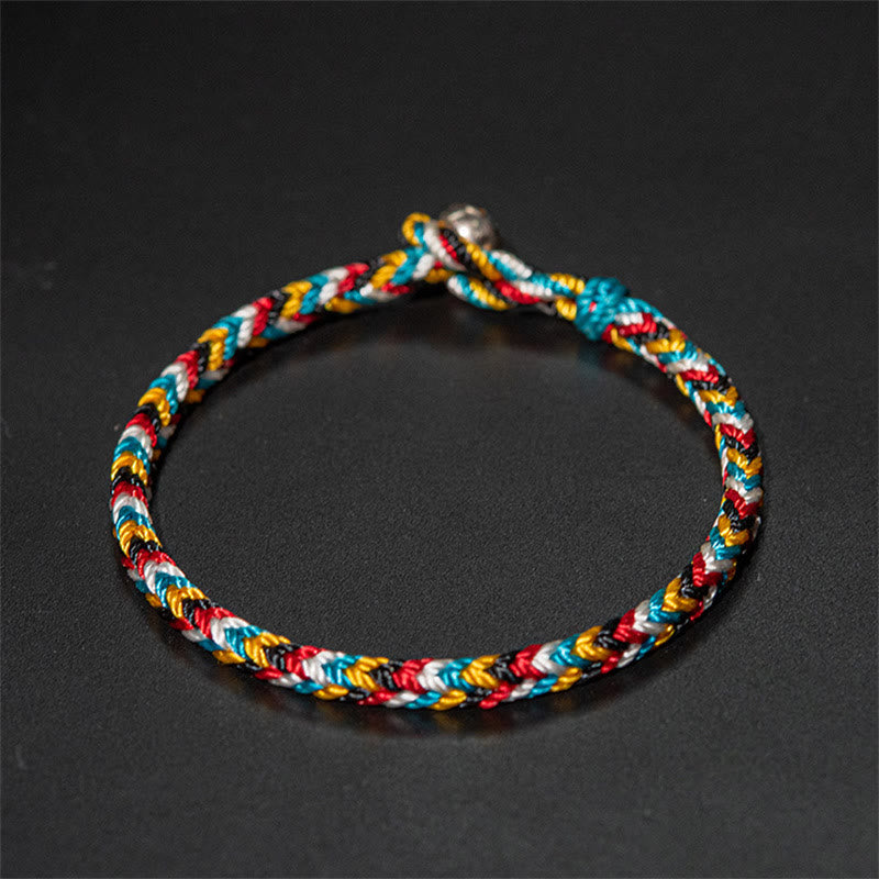 Karma Stone Tibet Handmade Five Color Thread Protection Braid String Bracelet