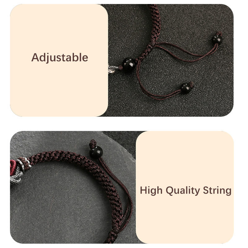Karma Stone 925 Sterling Silver Handwoven Chinese Dragon Bracelet Spiritual Bracelets