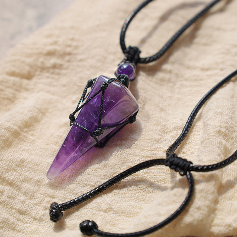 Karma Stone Natural Stone Pointed Pendant Necklace