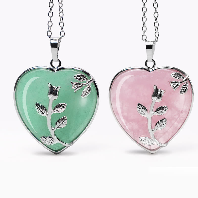 Karma Stone Natural Healing Crystals Heart Pendant Necklaces