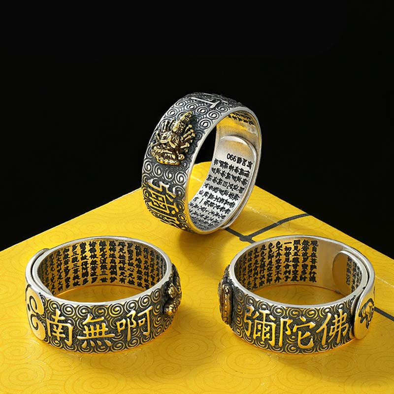 Karma Stone Chinese Zodiac Natal Buddha Wealth Luck Adjustable Ring