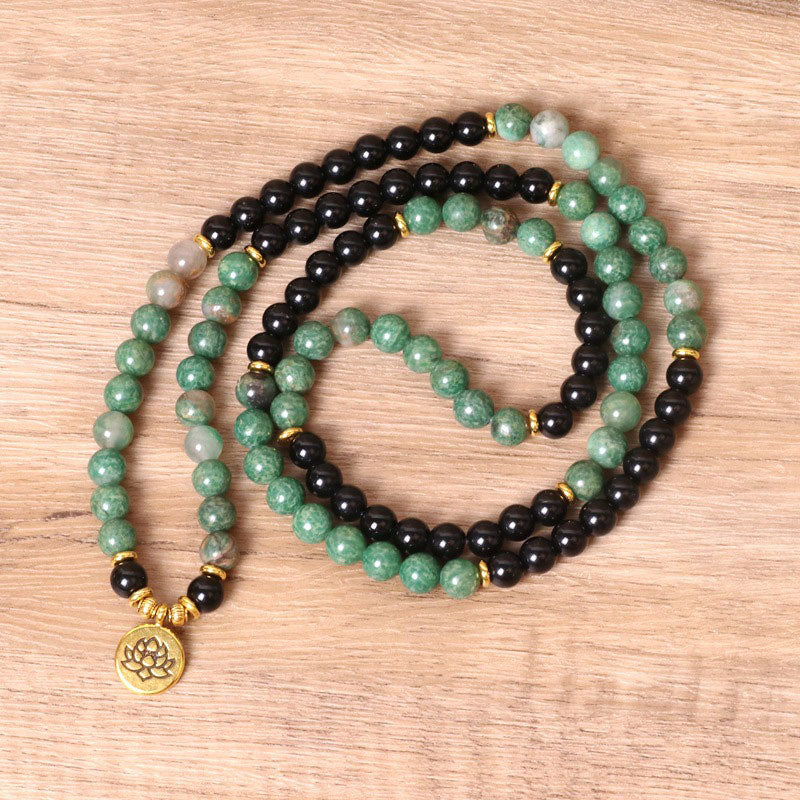 Karma Stone 108 Beads Natural Agate Mala Healing Bracelet