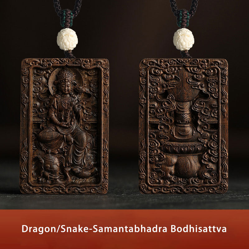 Karma Stone Chinese Zodiac Natal Buddha Brunei Agarwood PiXiu Dragon Peace Necklace Pendant