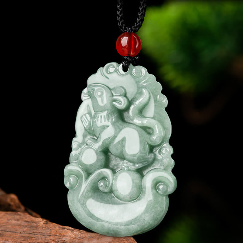 Karma Stone Natural Green Jade 12 Chinese Zodiac Luck Prosperity Necklace Pendant
