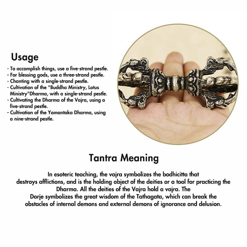 Karma Stone Tibetan Meditation Bell and Vajra Dorje Copper Decoration Set