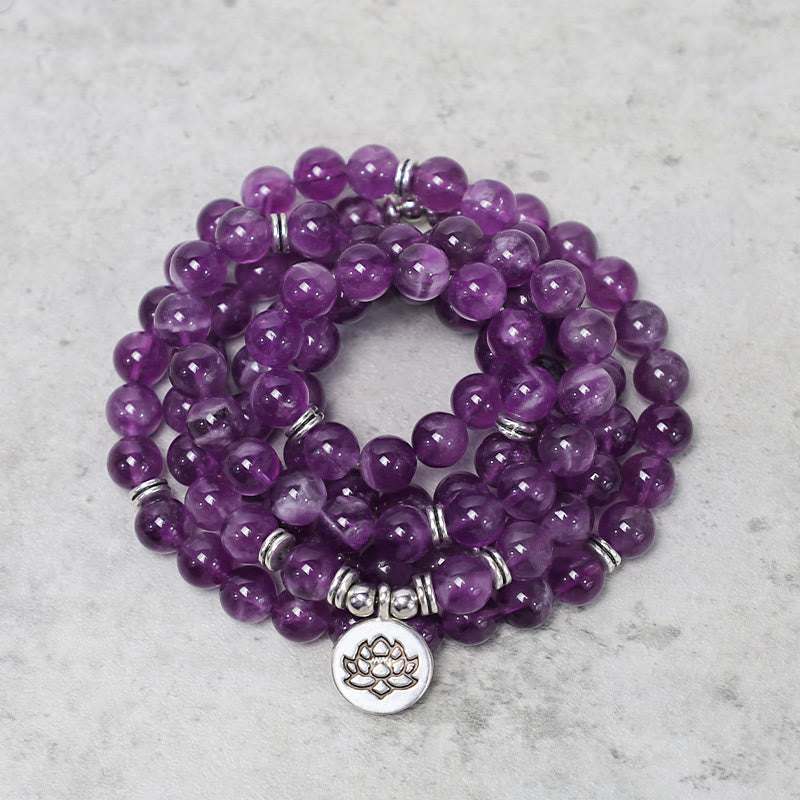 Karma Stone Natural Amethyst Purification Mala Bracelet