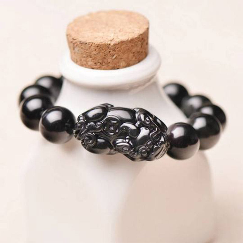 Karma Stone FengShui PiXiu Obsidian Wealth Bracelet