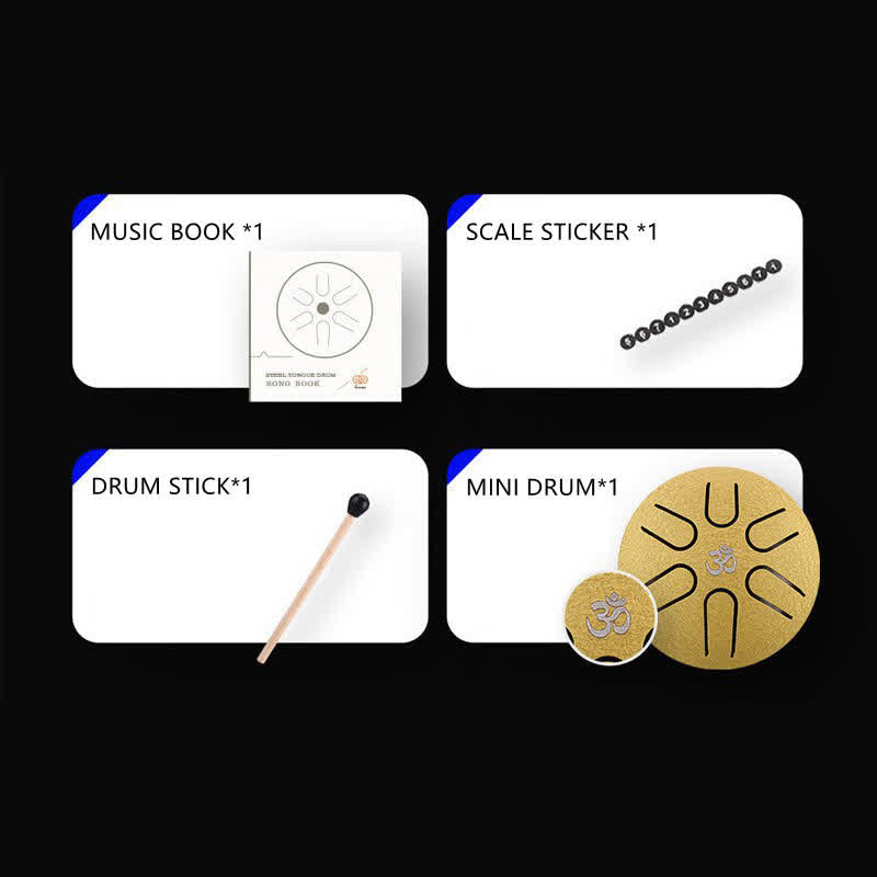 Karma Stone Mini Steel Tongue Drum 3 Inch Sound Healing Drum Kit