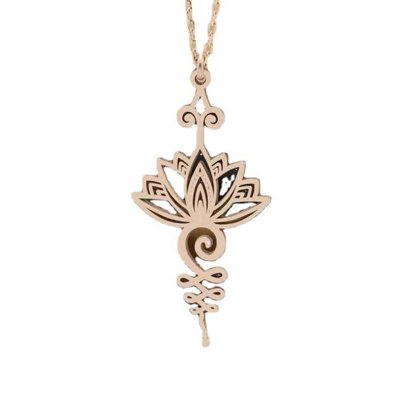 Karma Stone Lotus Luck Wealth Necklace Pendant