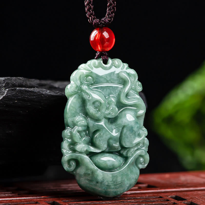Karma Stone Natural Jade 12 Chinese Zodiac Prosperity Necklace Pendant