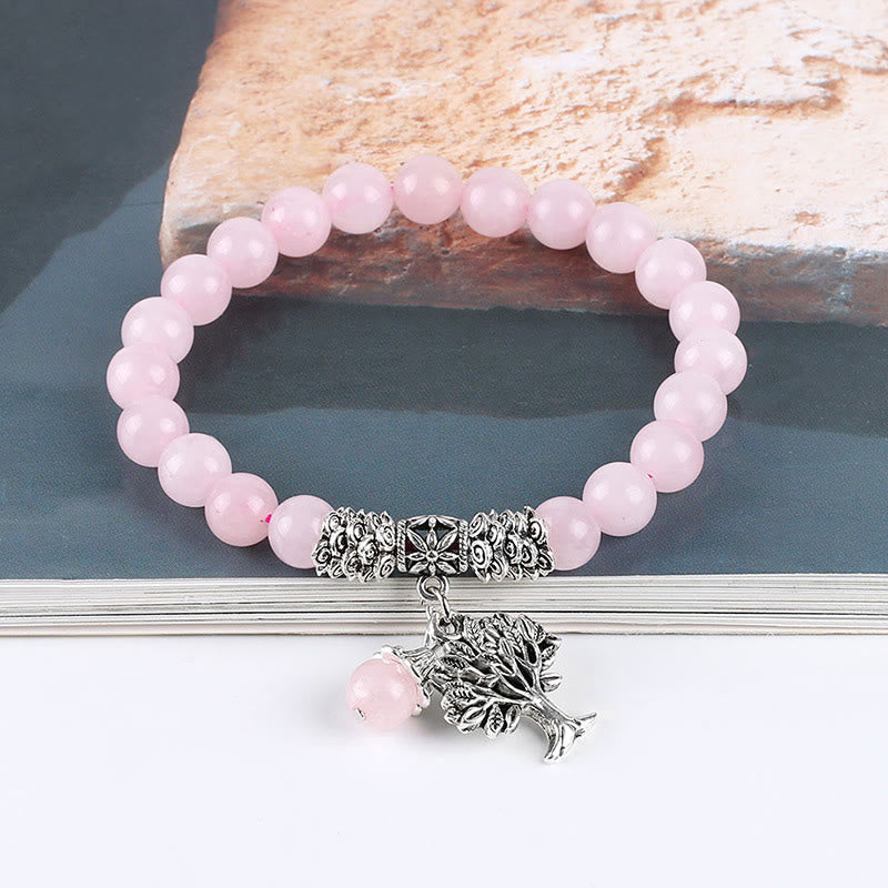 Karma Stone Natural Gemstone Tree of Life Lucky Charm Stretch Bracelet