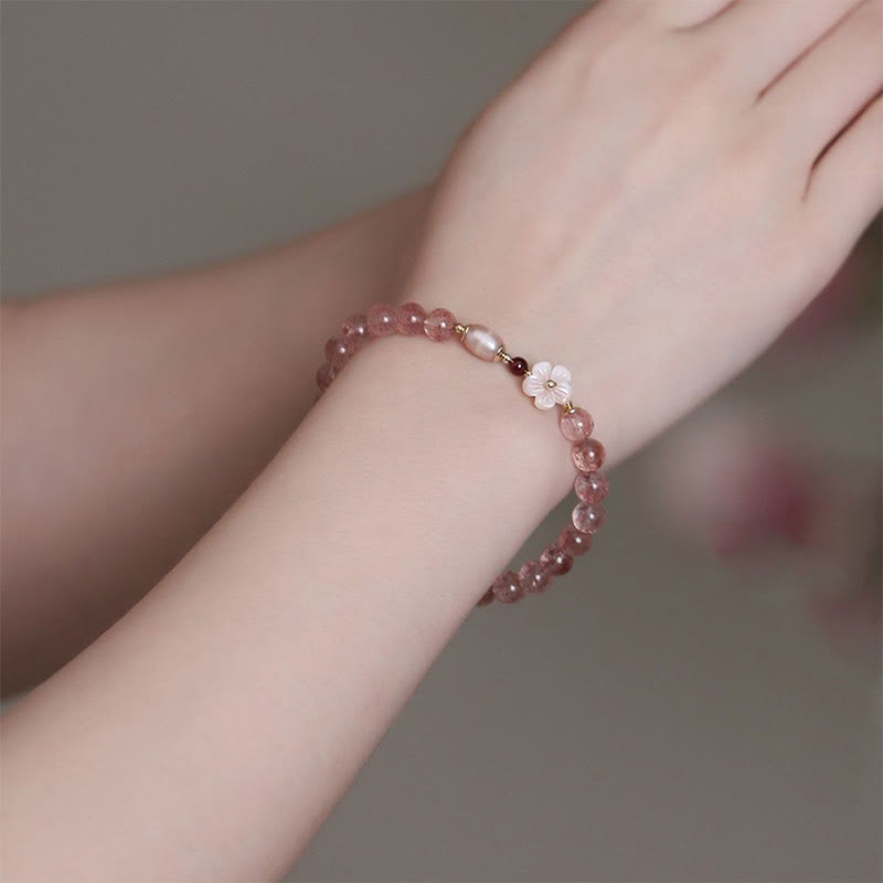 Karma Stone Strawberry Quartz Peach Blossom Love Bracelet