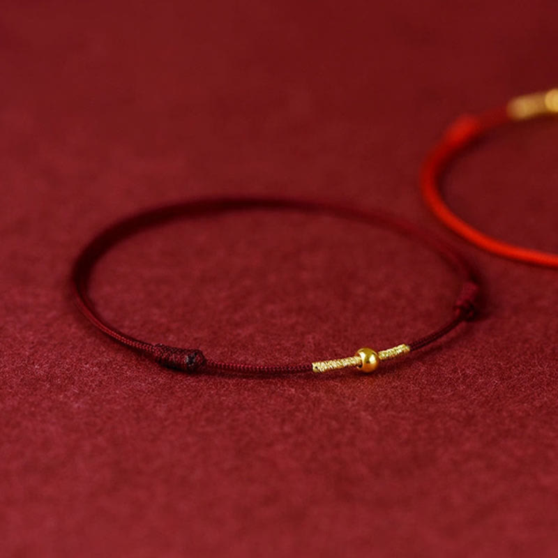 Karma Stone 925 Sterling Silver Golden Bead Protection Braided Rope Bracelet Anklet