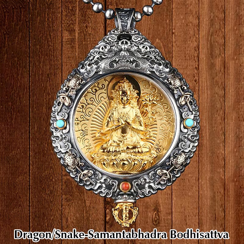 Karma Stone Chinese Zodiac Natal Buddha Thangka Nine Palaces Eight Diagrams Wealth Rotatable Necklace Pendant