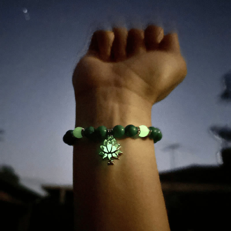 Karma Stone Tibetan Turquoise Glowstone Luminous Bead Lotus Protection Bracelet