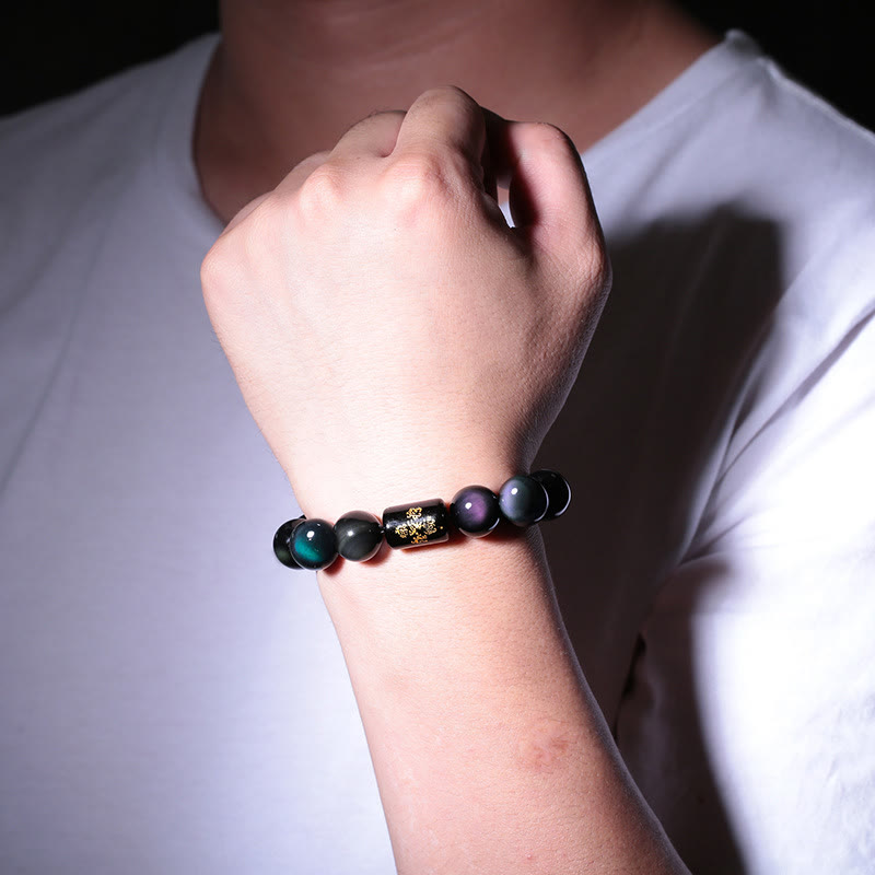 Karma Stone Natural Rainbow Obsidian Positive Transformation Bracelet