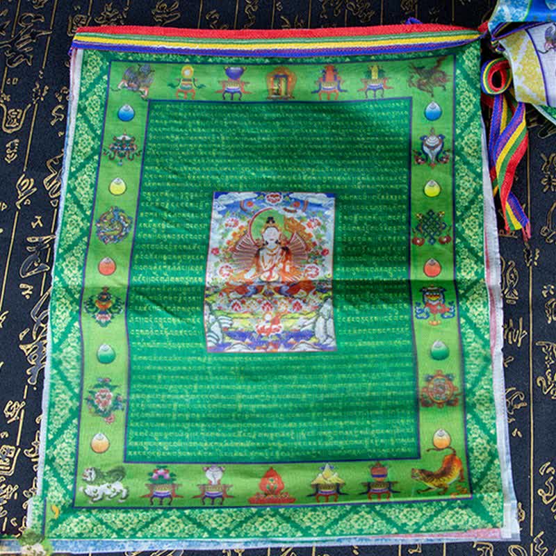 Karma Stone Tibetan 5 Colors Windhorse Buddha Tara Scriptures Healing Auspicious Outdoor Prayer Flag