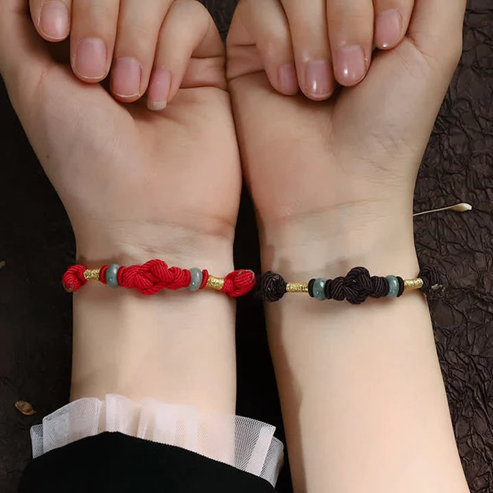 Karma Stone Red String Jade Luck Fortune Knot Braided Couple Bracelet