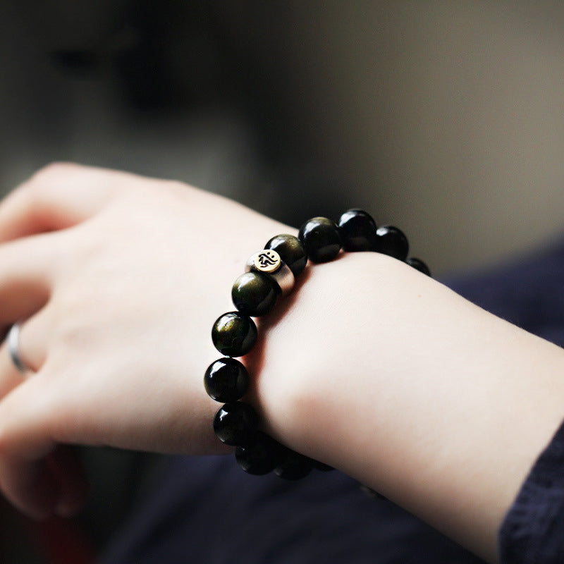 Karma Stone Chinese Zodiac Natal Buddha Obsidian Purification Bracelet