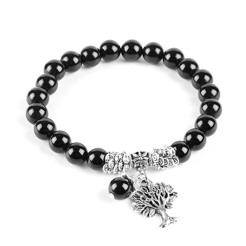 Karma Stone Natural Gemstone Tree of Life Lucky Charm Stretch Bracelet