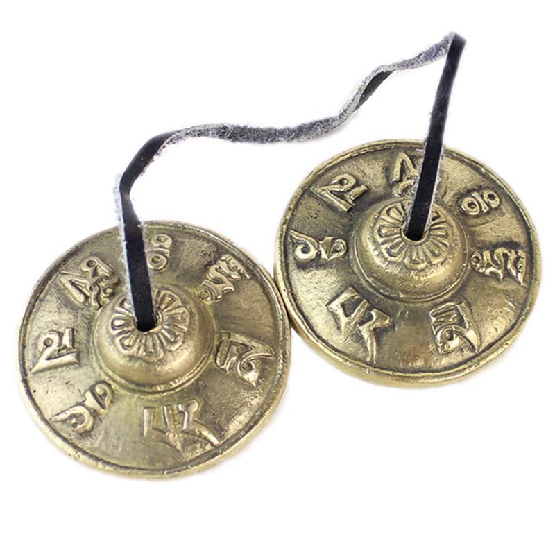 Karma Stone Tibetan Tingsha Bell Six True Words Dragon Copper Balance Decoration With Bag