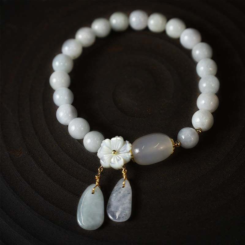 Karma Stone Natural White Jade Luck Bracelet